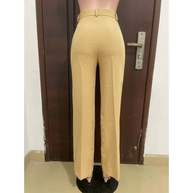 Wide Leg Straight Dress Pants