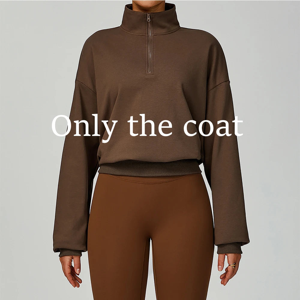 Women’s Zipper Yoga Jacket – Long Sleeve Gym Fitness Top, Running, Workout, Windproof Sportswear