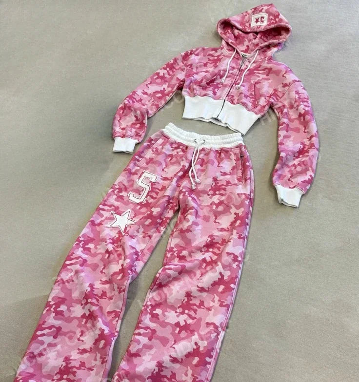 Zipper Jacket and Skirt Two Piece Set