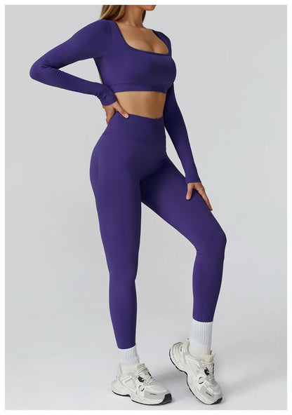 Women’s Seamless Yoga Long Sleeve Top – Running, Gym, Fitness, Workout, Stretch Sports Shirt