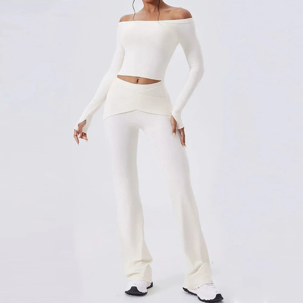 Cloud Hide Woman New Yoga Suit Gym Fitness Set Long Sleeve Sports Tracksuit Top Leggings Workout Pilates Outfits Running Clothes