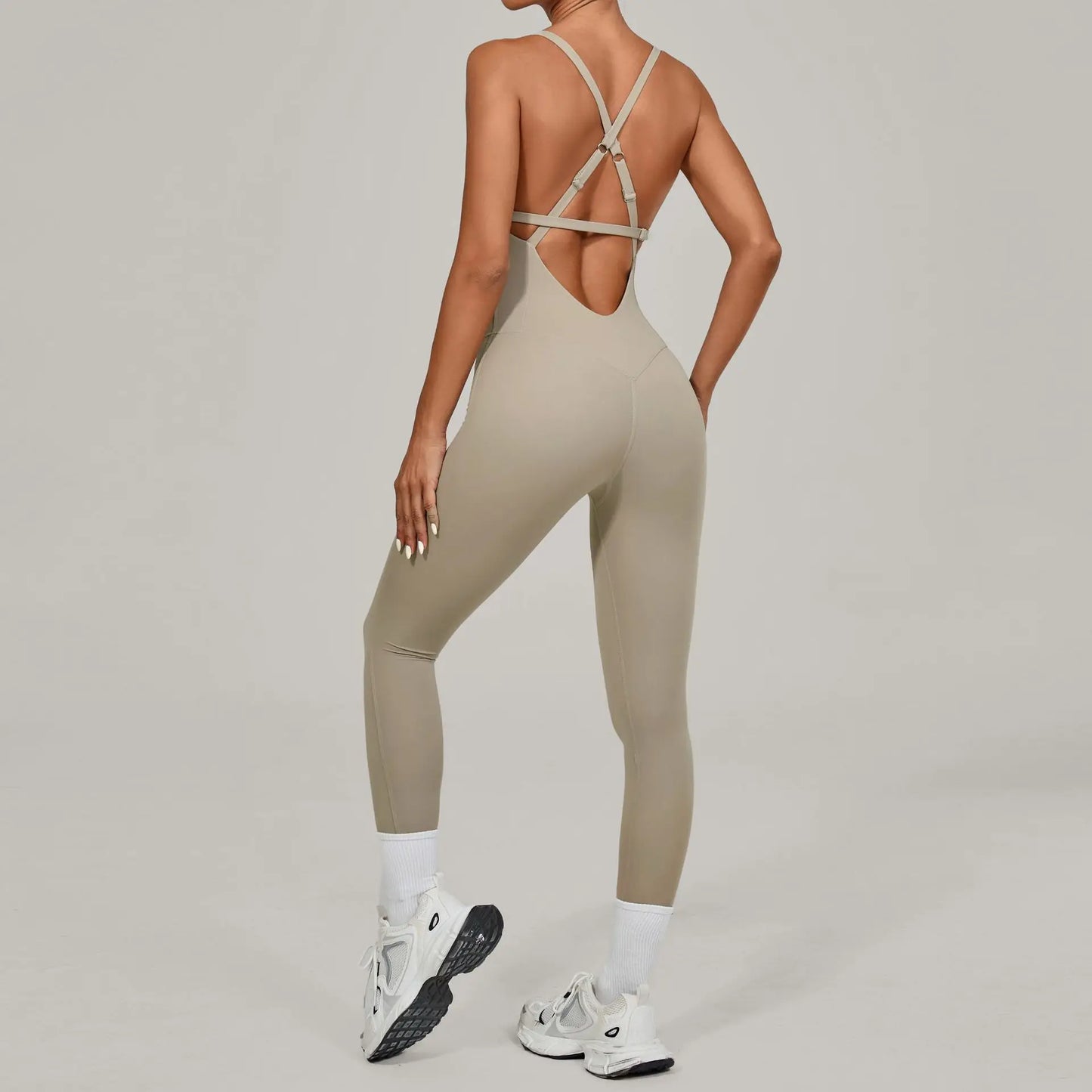 Women Adjustable Shoulder Straps Yoga Jumpsuit Dance-Inspired Backless Bodysuit Woman Tight-Fitting Workout Fitness One-Piece