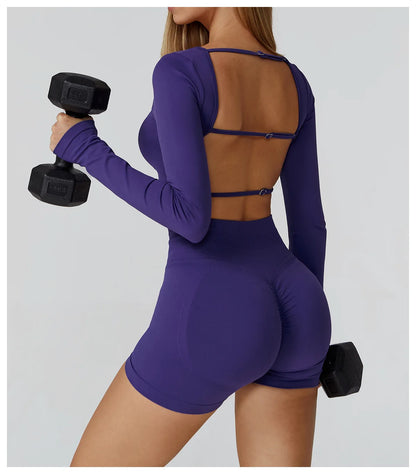 Women’s Seamless Yoga Long Sleeve Top – Running, Gym, Fitness, Workout, Stretch Sports Shirt