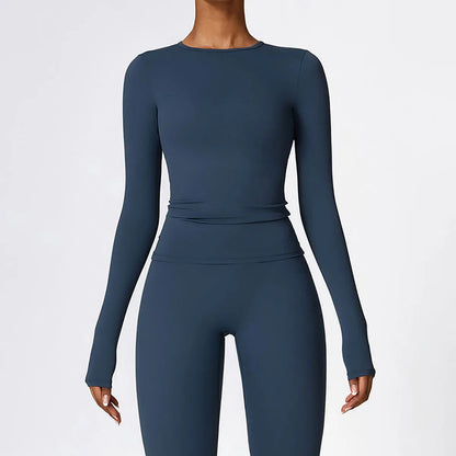 Women’s Slim Fit Long Sleeve Yoga Top – Running, Exercise, Fitness, Quick-Dry Sports Shirt