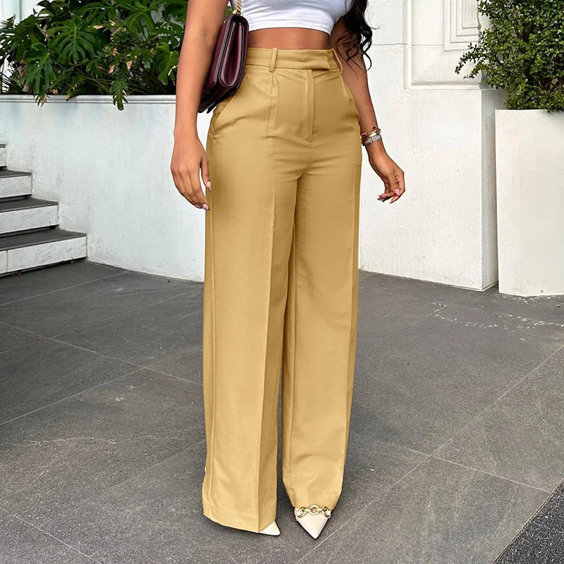 Wide Leg Straight Dress Pants