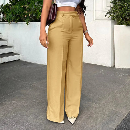 Wide Leg Straight Dress Pants