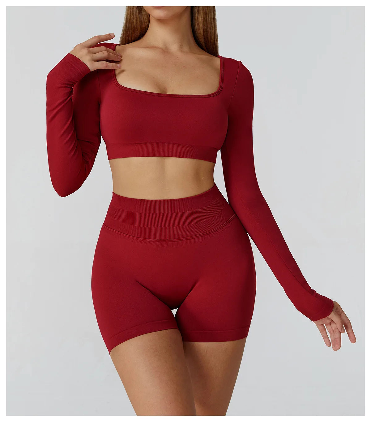 Women’s Seamless Yoga Long Sleeve Top – Running, Gym, Fitness, Workout, Stretch Sports Shirt