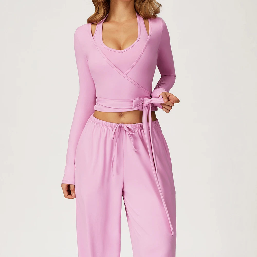 Women Yoga Set 2/3PCS Sportswear Push Up Workout Clothes Athletic Wear Gym Legging Fitness Bra Crop Top Long Sleeve Sports Suits