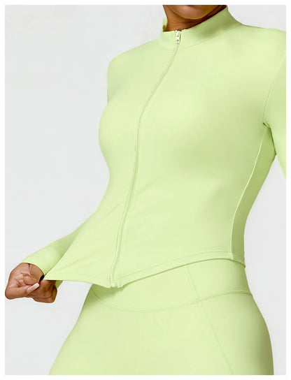 Yoga Zipper Jacket – Long Sleeve Sportswear Top, Push-Up Workout, Running & Cycling Fitness Shirt