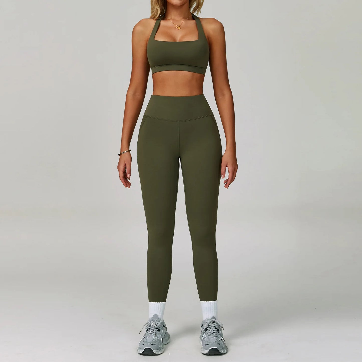 High Waist Leggings Top Yoga Set