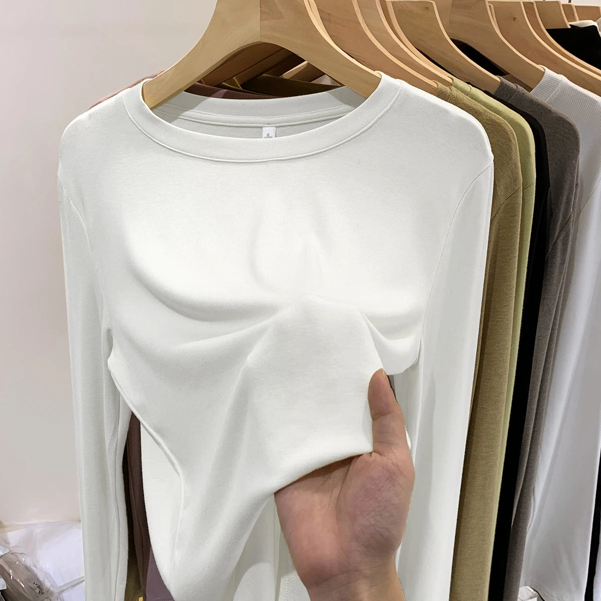 Fashion Long Sleeved T-shirt Women's Solid O-Neck Ice Silk Bottoming Shirt Spring Autumn New Pullover Simple Casual Tops