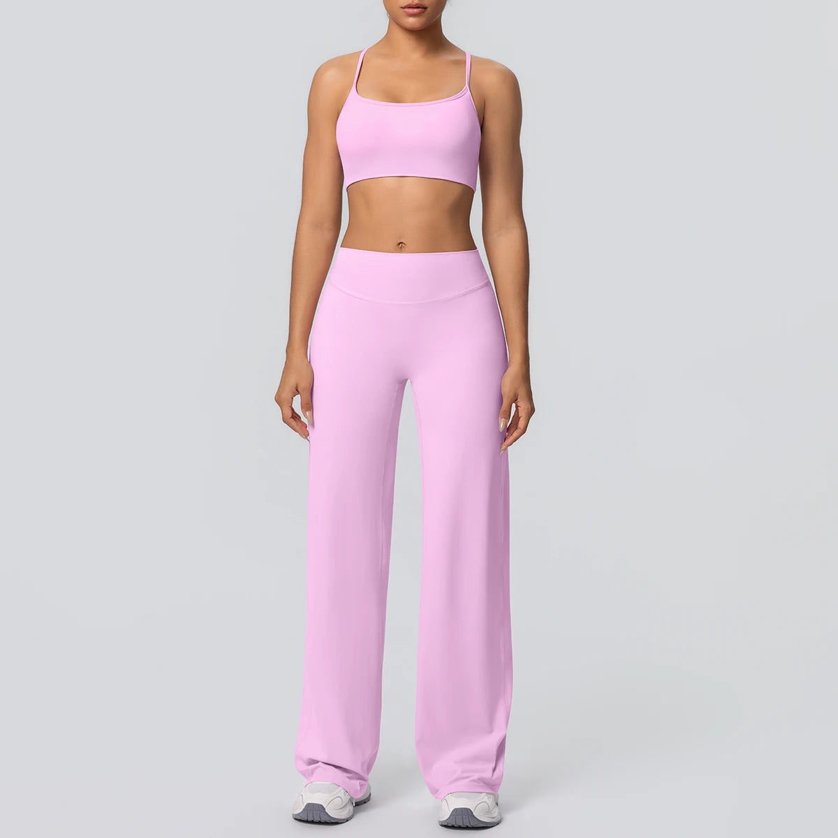 Backless Cross Bra Wide Leg Pants Sports Set