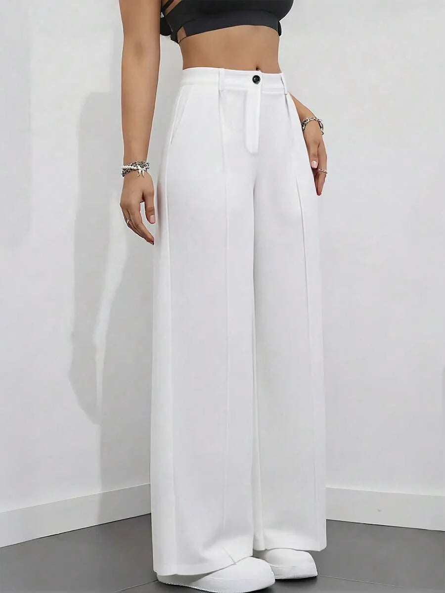 2025 model women's high-waisted, draping, straight-cut, minimalist suit pants